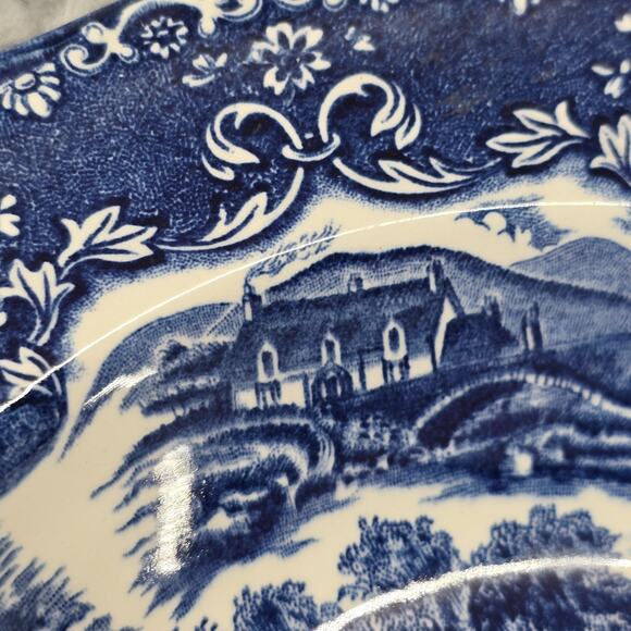 Vintage Grindley Staffordshire Plate Dessert Blue Talbot English Country Inns - Picture 4 of 12